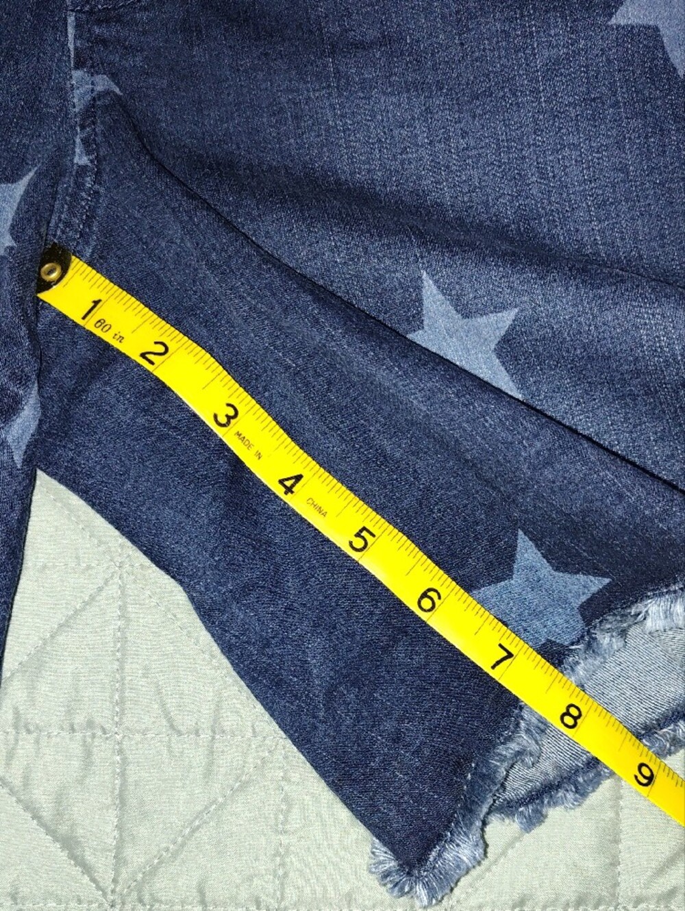 Belle by Kim Gravel Navy Star-Print Denim Shorts Stretchy Size 14 - Picture 8 of 9